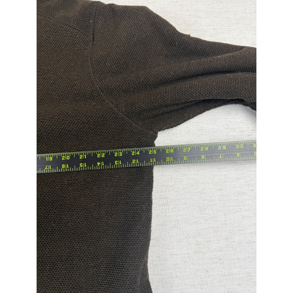 Orvis Mens L Brown Textured Quarter Zip Pullover Sherpa Lined Fleece Jacket - Picture 8 of 9